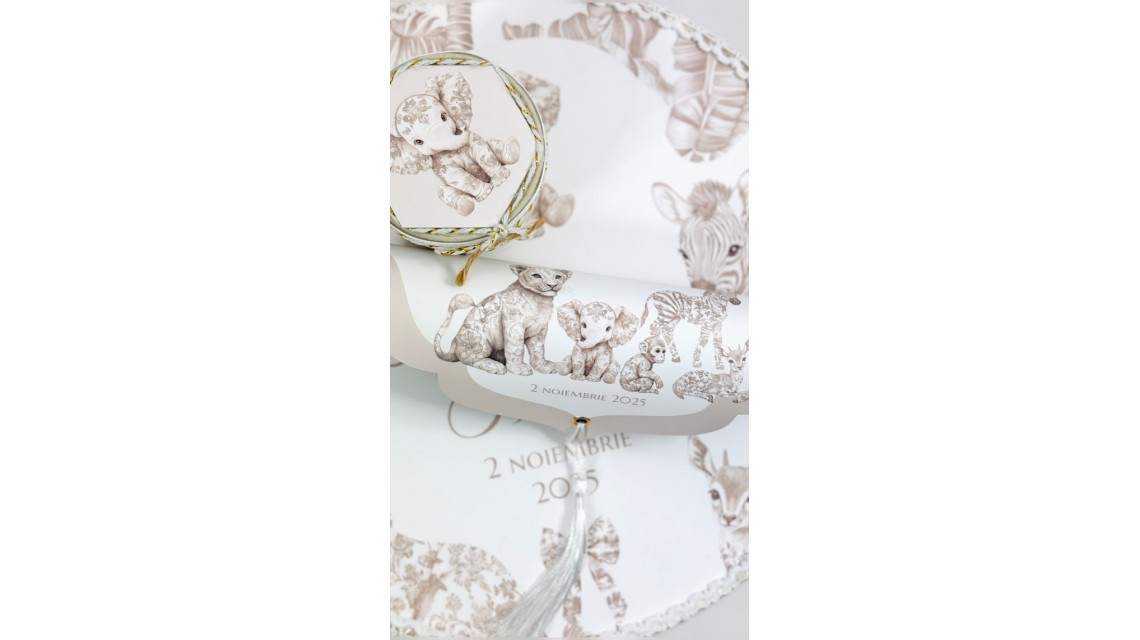 Trusou botez Dior Beige Nude Baby Safari tematică exotică și elegantă 4